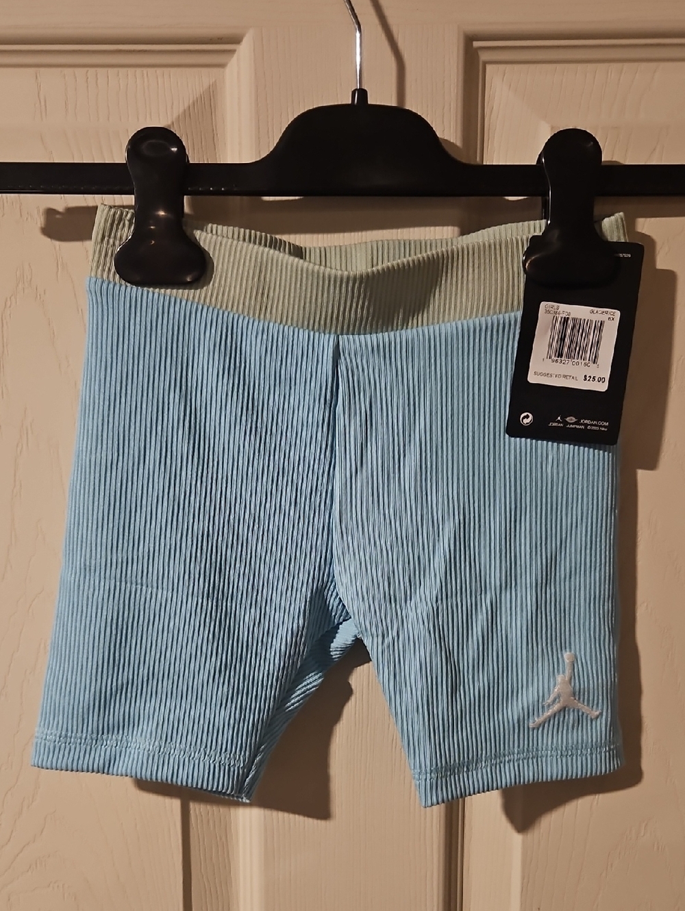 JORDAN GIRLS RIBBED SHORTS: GLACIER ICE (BLUE/GREEN): NEW WITH TAGS: SIZE 6X - Picture 1 of 4